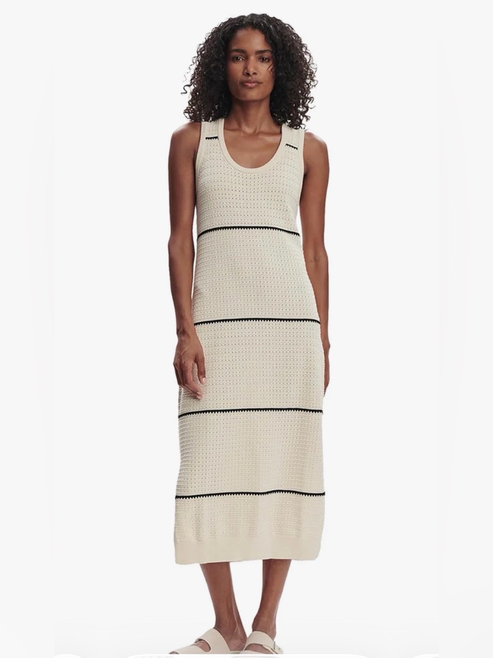 Varley Scott Scoop Neck Midi Dress Cotton True Knit